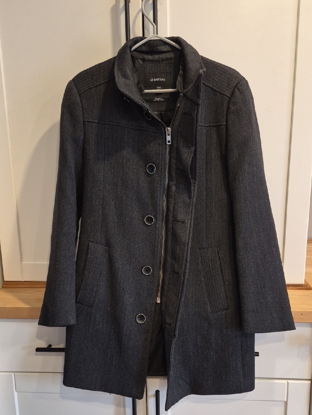 💙le chateau Women's Charcoal Gray Wool-Blend Coat
